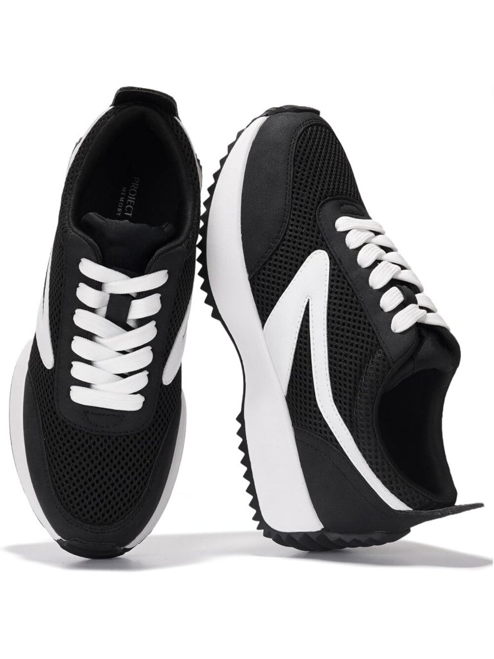 Women's Black Lightweight Lace Up Memory Foam Non-Slip Lace Up Fashion Sneakers